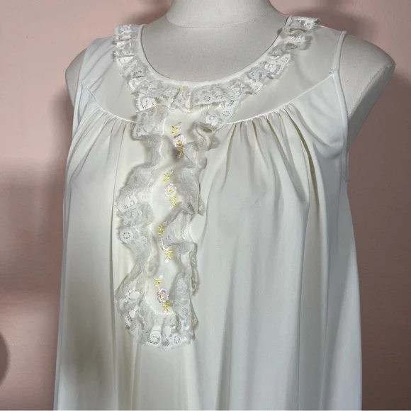 Vintage 1950 Retro Shadowline white Lace Fairycore Peignoir Short Slip Robe Set - Picture 5 of 17